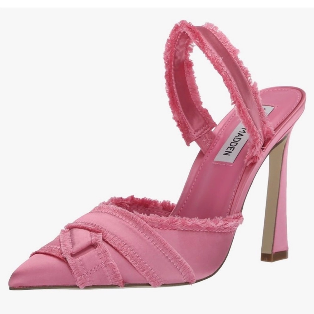 Steve Madden Women's Larysa Satin Frayed Slingback Pumps - Picture 2 of 7